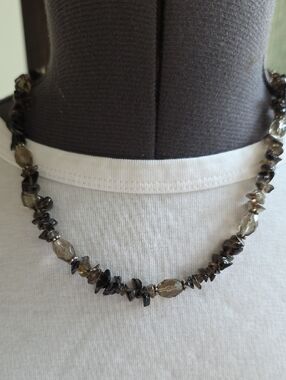 Smoky Topaz Beaded And Sterling Necklace And Earring Set